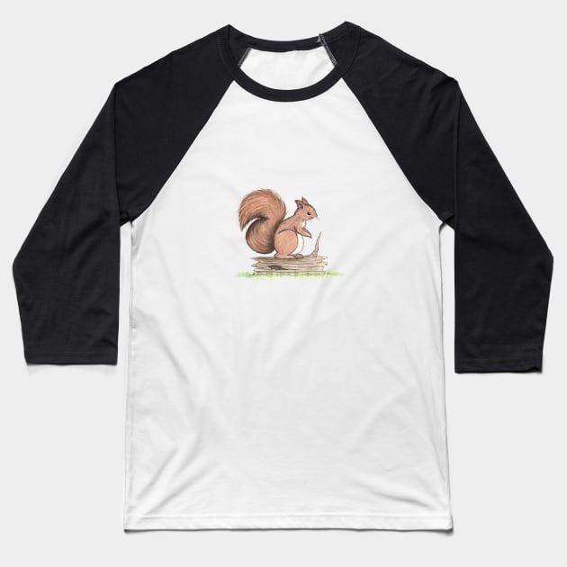 Woodland Red Squirrel Baseball T-Shirt by JessieFroese